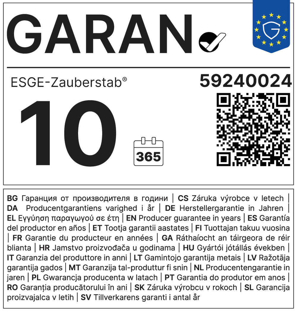 EU-Label: 10 GARAN, ESGE-Zauberstab, 59240024, Producer guarantee in years