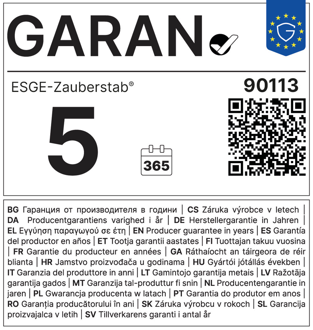 EU-Label: 5 GARAN, ESGE-Zauberstab, 90113, Producer guarantee in years