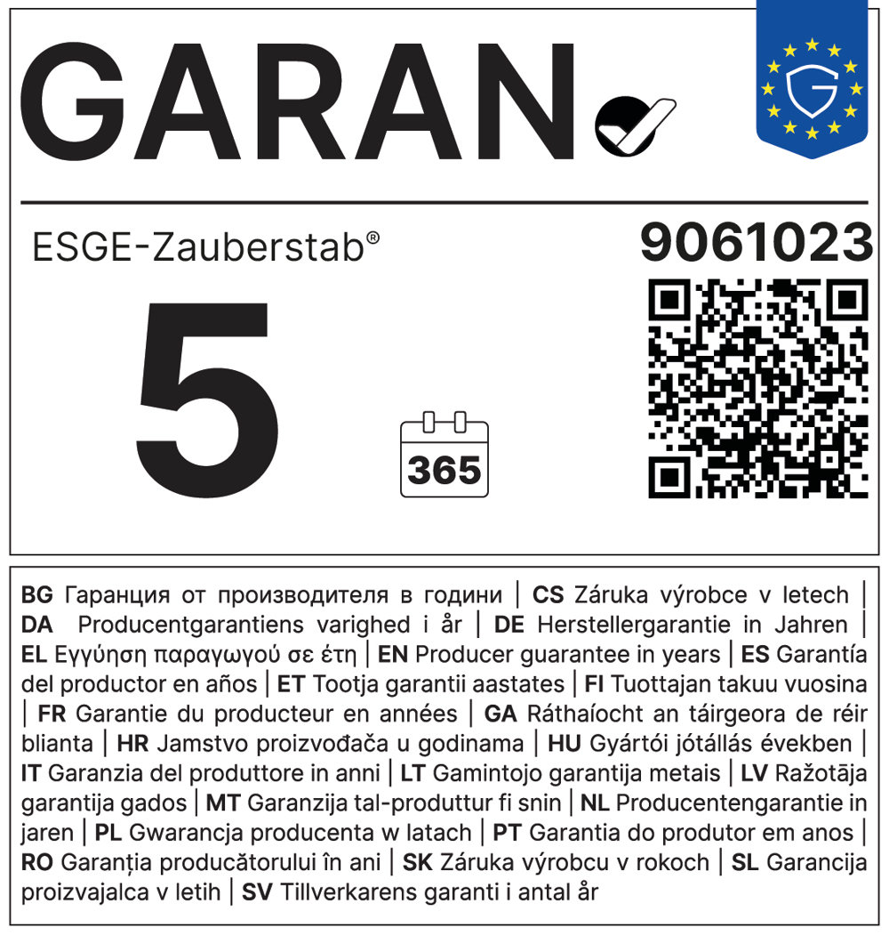EU-Label: 5 GARAN, ESGE-Zauberstab, 9061023, Producer guarantee in years