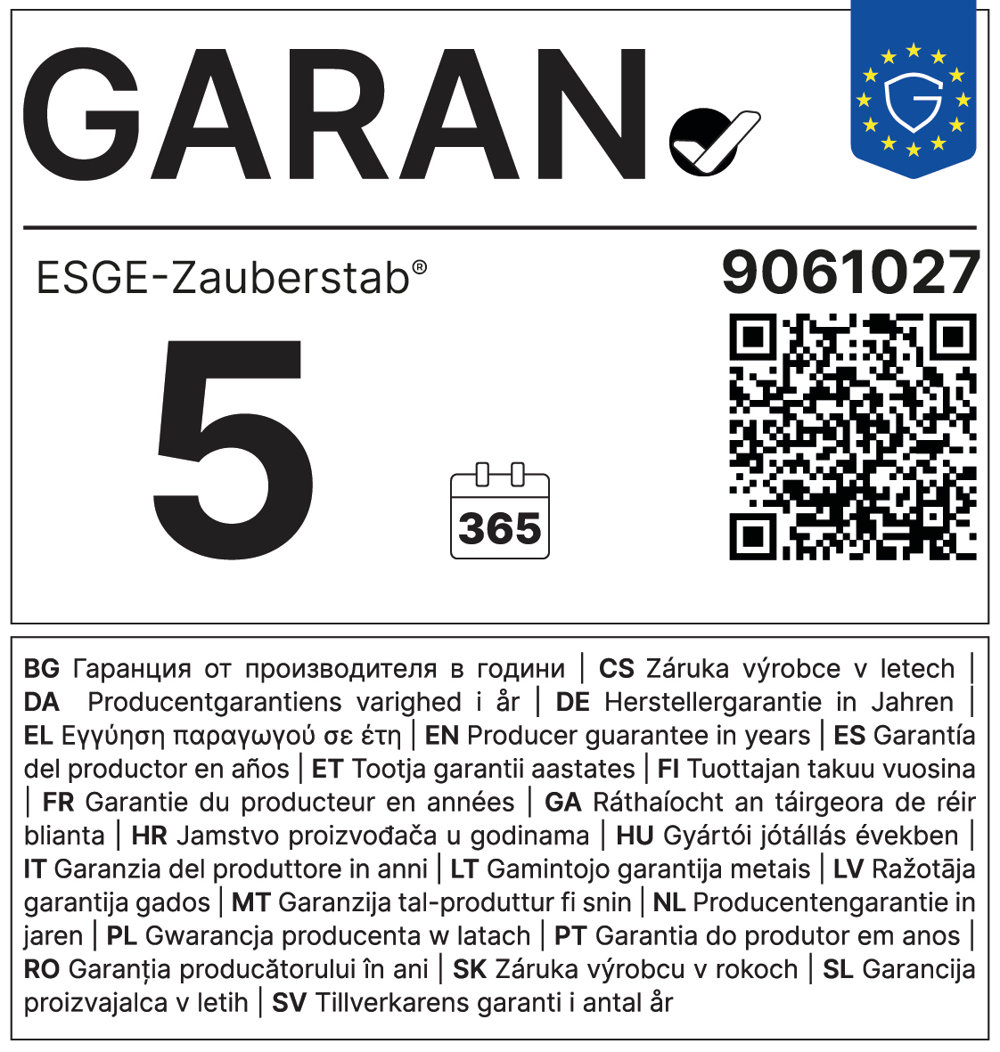 EU-Label: 5 GARAN, ESGE-Zauberstab, 9061027, Producer guarantee in years