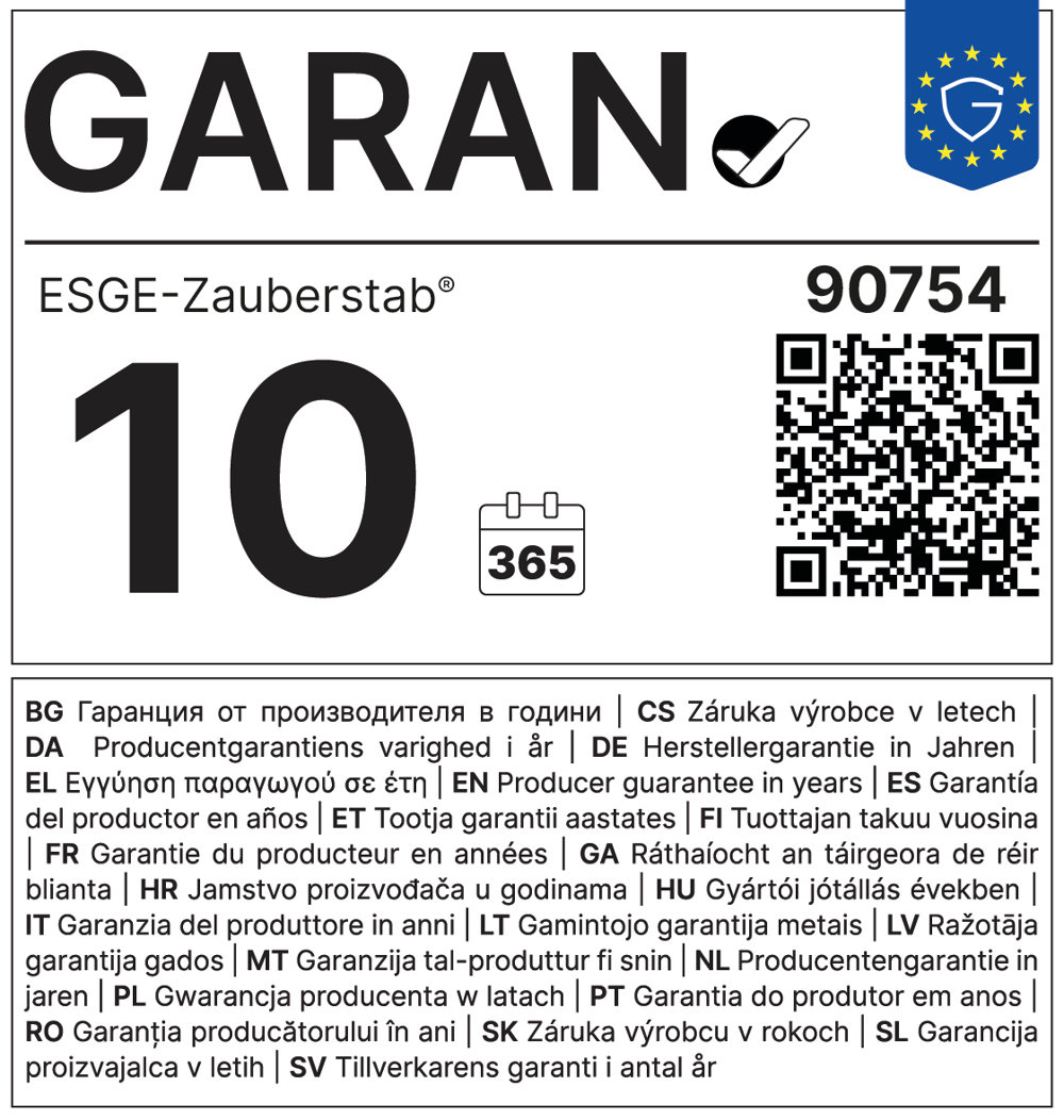 EU-Label: 10 GARAN, ESGE-Zauberstab, 90754, Producer guarantee in years
